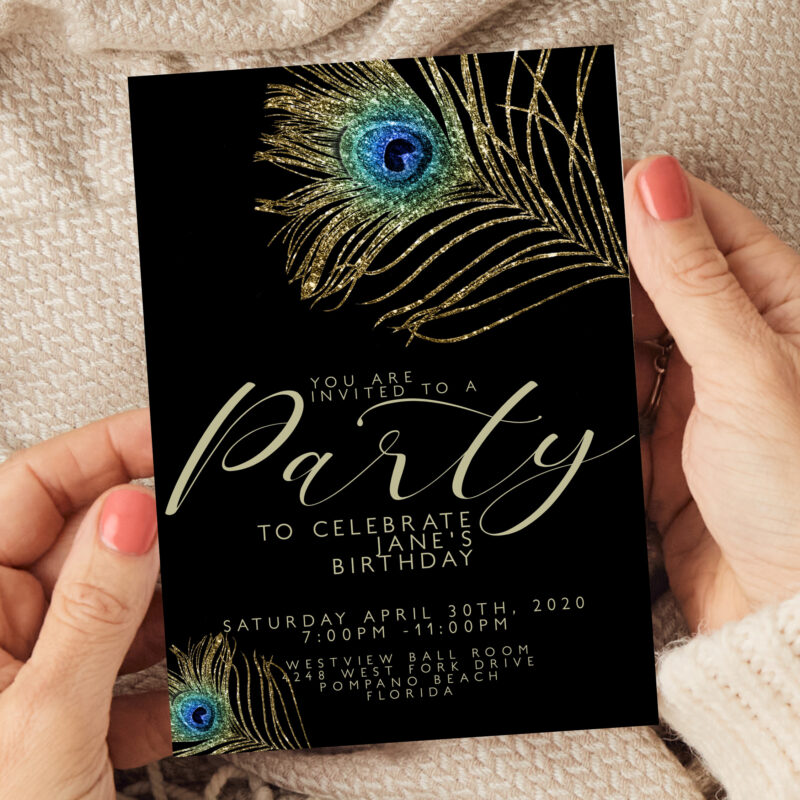 Peacock Feather Party Invitation