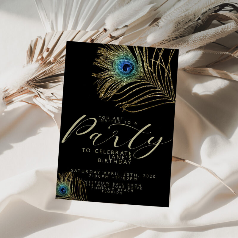 Peacock Feather Party Invitation