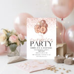 Surprise Party Invitation Rose Gold Balloons