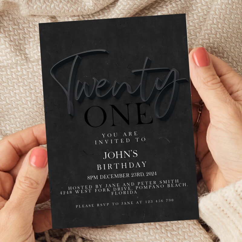 Twenty Birthday Invitation Black