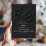 Forty Birthday Invitation Black