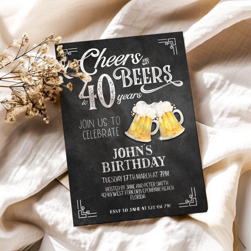 Cheers and Beers to 40 Years Corjl Invitation