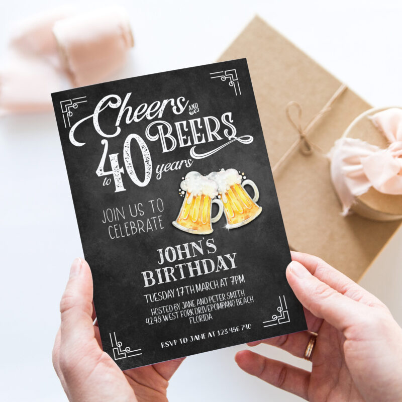 Cheers and Beers to 40 Years Corjl Invitation