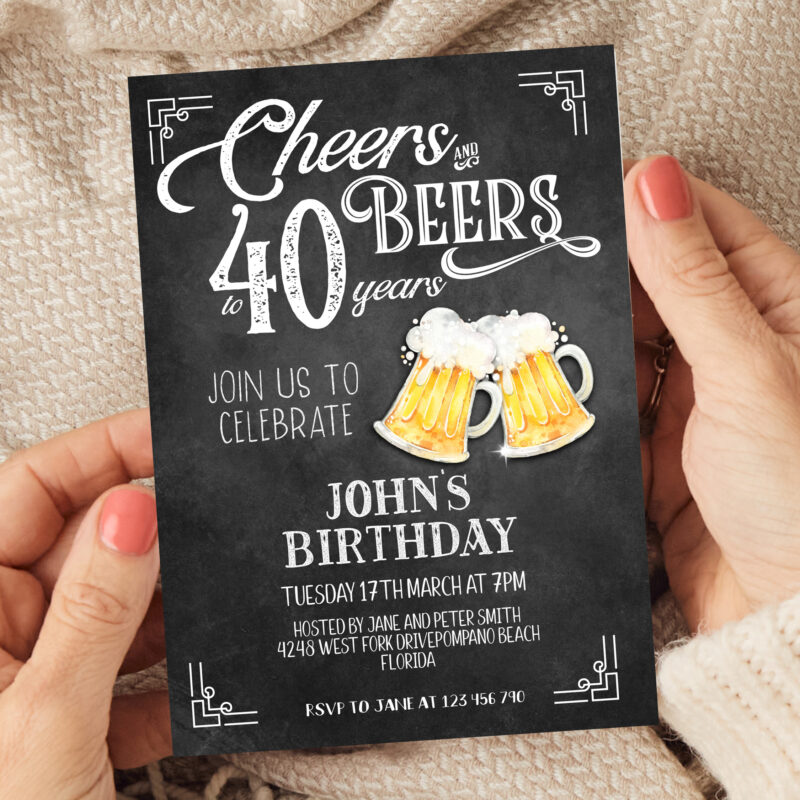 Cheers and Beers to 40 Years Corjl Invitation