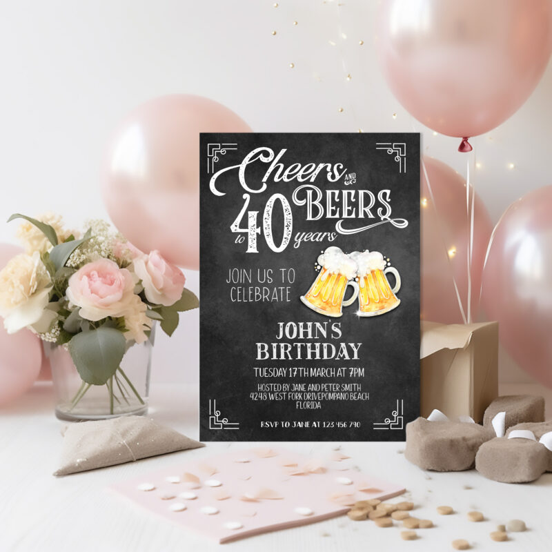 Cheers and Beers to 40 Years Corjl Invitation