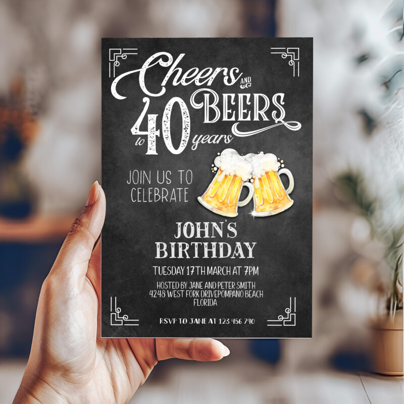 Cheers and Beers to 40 Years Corjl Invitation