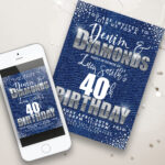 Denim and Diamonds 40th Invitation Corjl Template