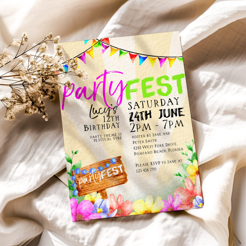 festival birthday invitation