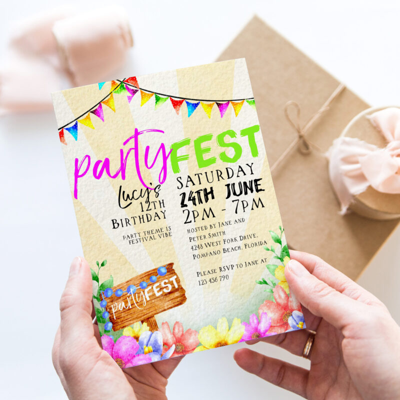 festival birthday invitation