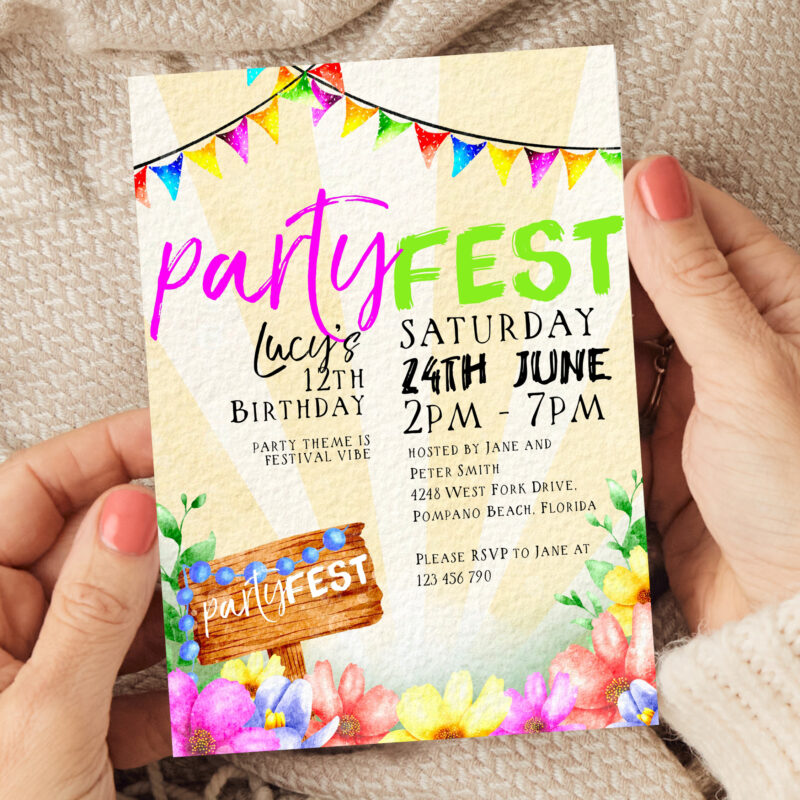 festival birthday invitation