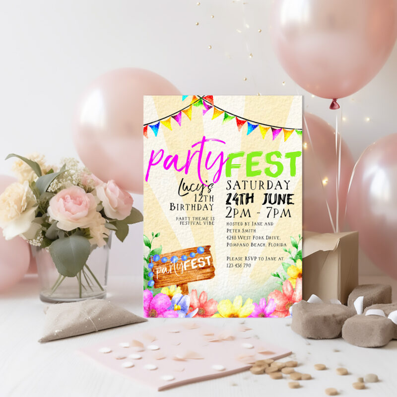 festival birthday invitation