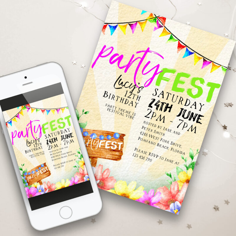 festival birthday invitation