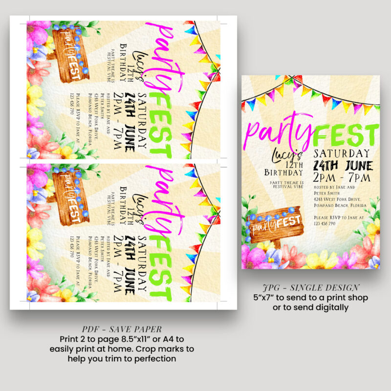 festival birthday invitation