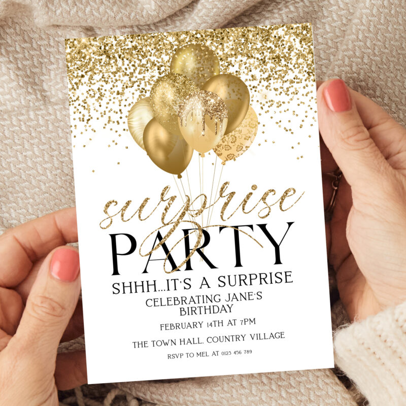 Gold Surprise Party Invitation