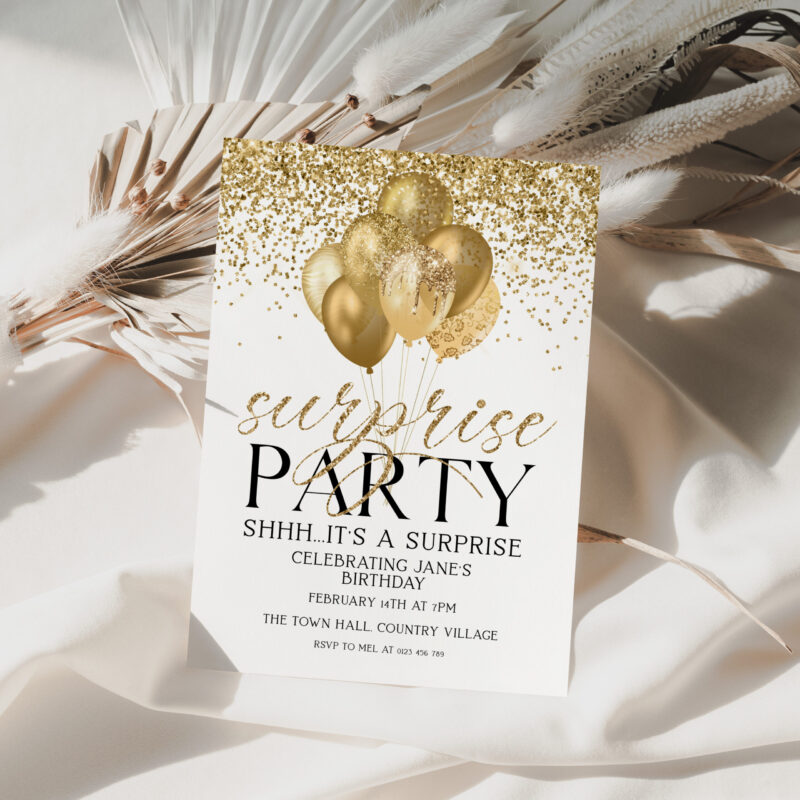 Gold Surprise Party Invitation