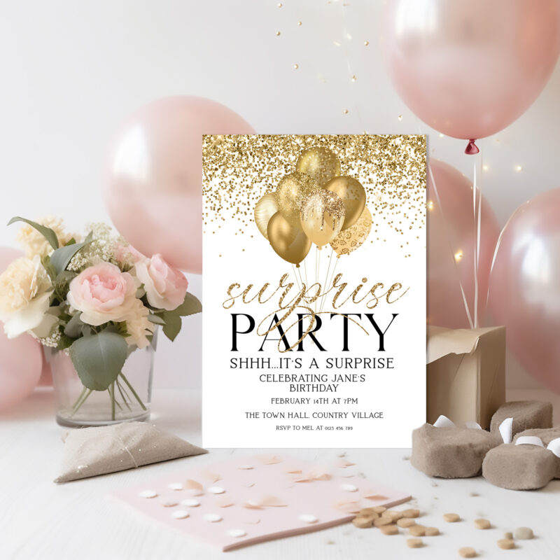 Gold Surprise Party Invitation