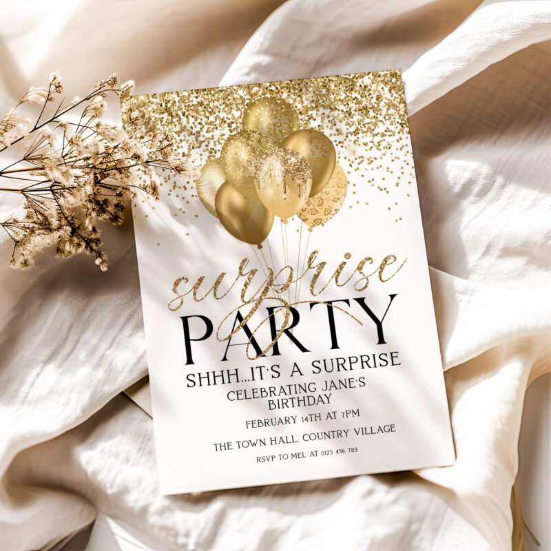 Gold Surprise Party Invitation