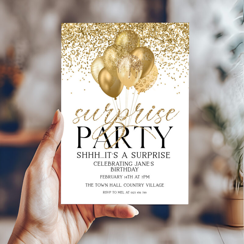 Gold Surprise Party Invitation