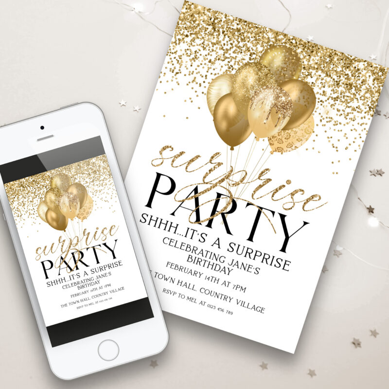 Gold Surprise Party Invitation