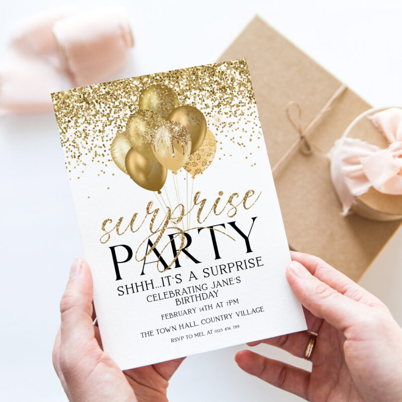 Gold Surprise Party Invitation