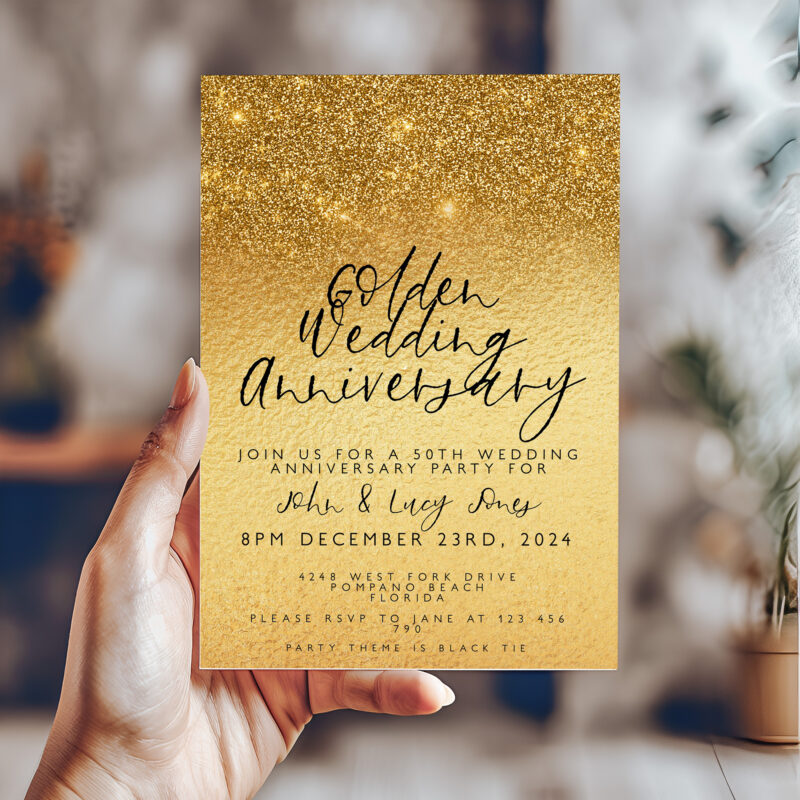 Golden Wedding Anniversary Invitation