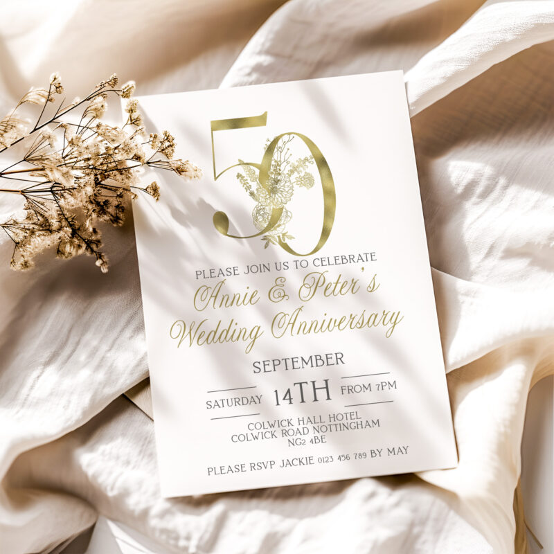 golden wedding anniversary invitation