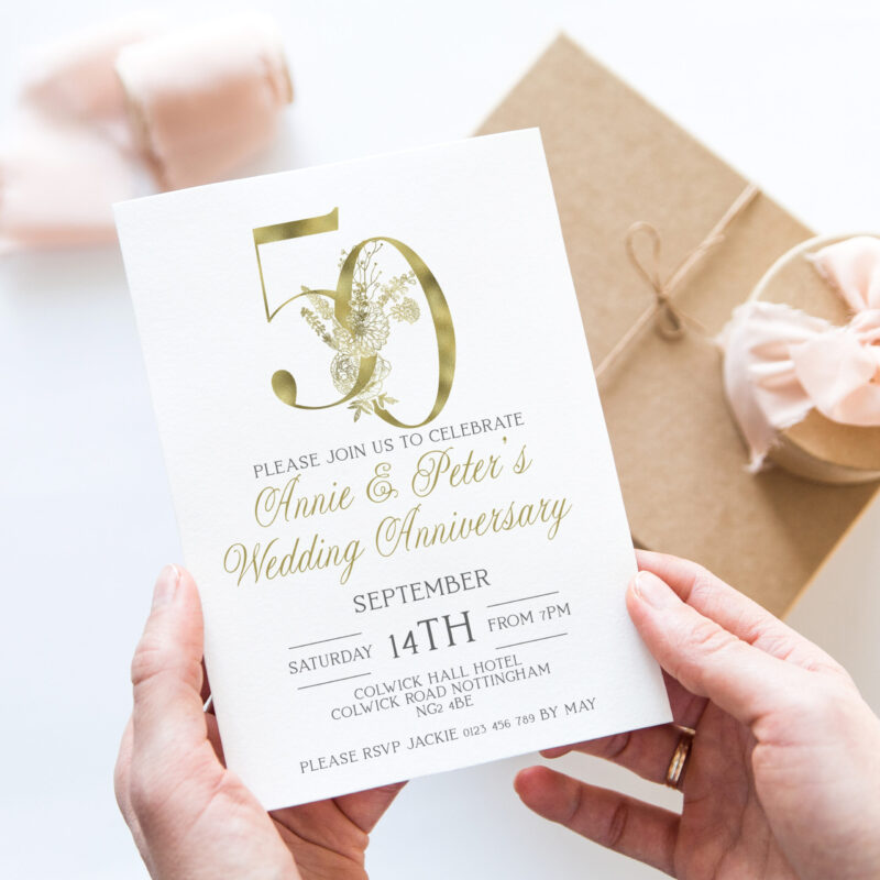 golden wedding anniversary invitation