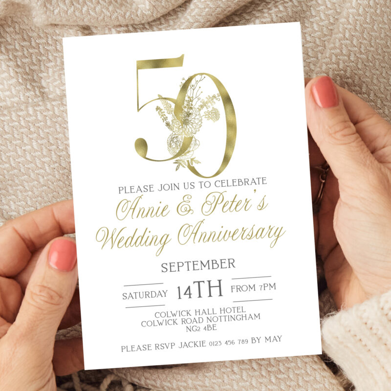 golden wedding anniversary invitation