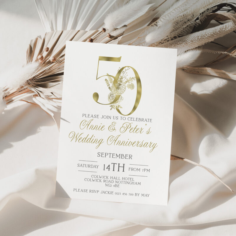 golden wedding anniversary invitation