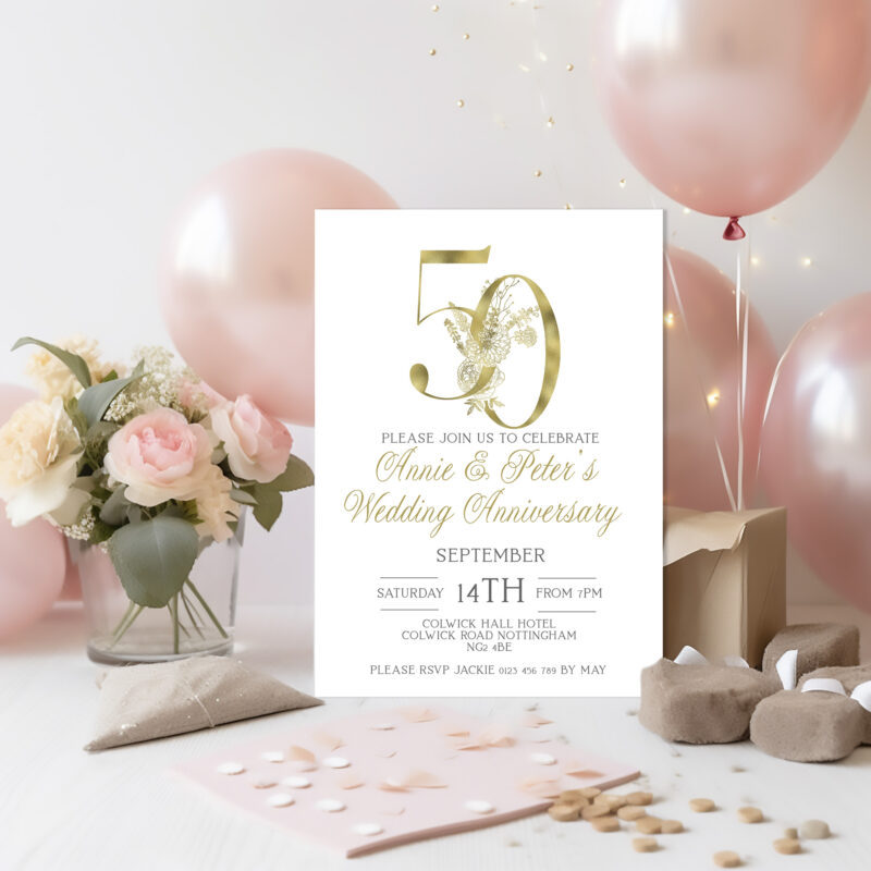 golden wedding anniversary invitation