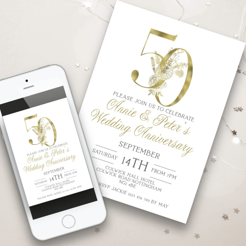 golden wedding anniversary invitation