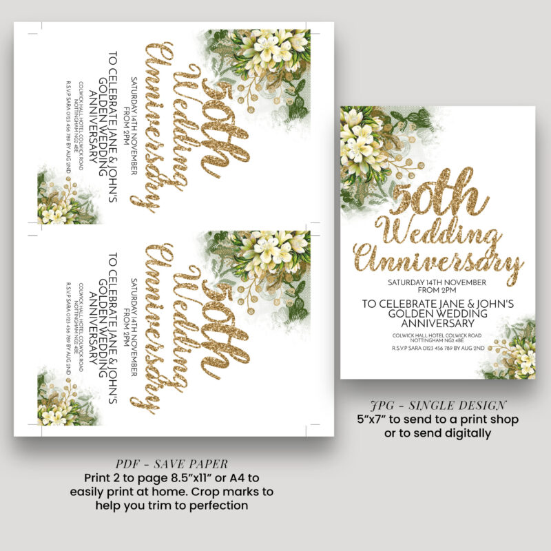 50th Wedding Anniversary Invitation