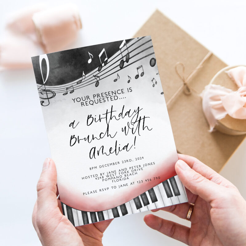 musical birthday brunch invite