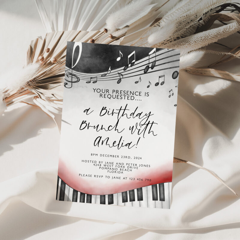 musical birthday brunch invite