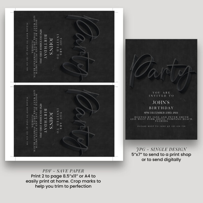 party invite for men