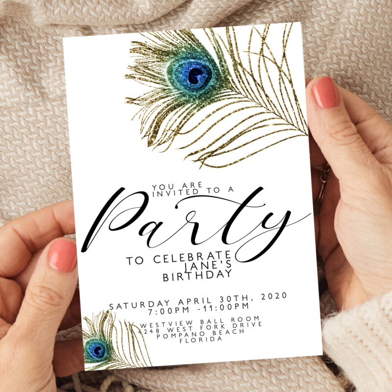 peacock feather invite