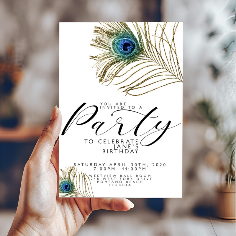 peacock feather invite