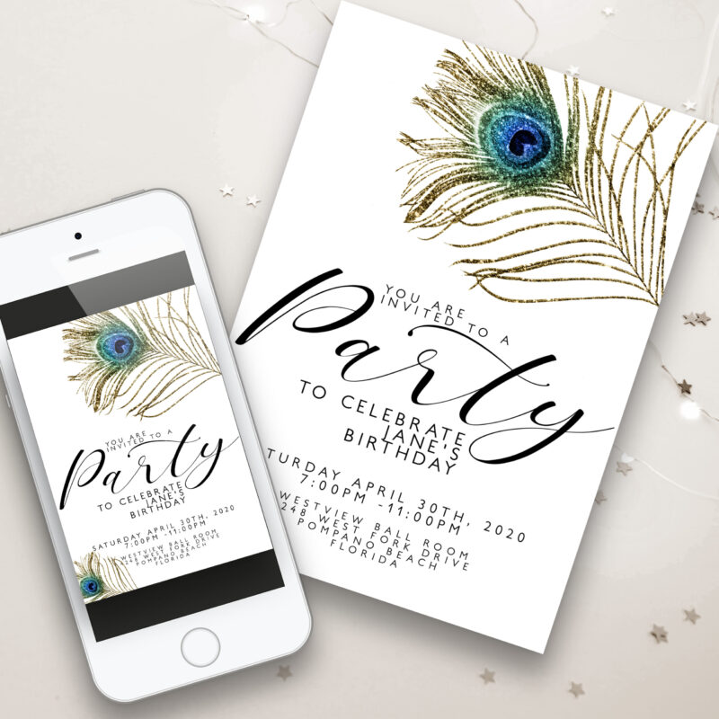 peacock feather invite