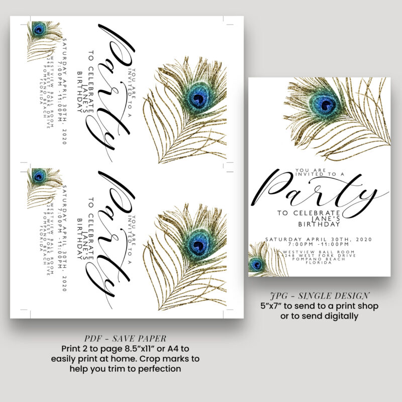 peacock feather invite