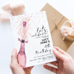 Pink Champagne Birthday Invitation