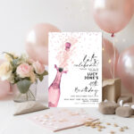 Pink Champagne Birthday Invitation
