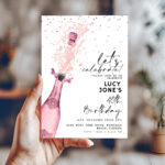 Pink Champagne Birthday Invitation