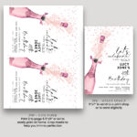 Pink Champagne Birthday Invitation