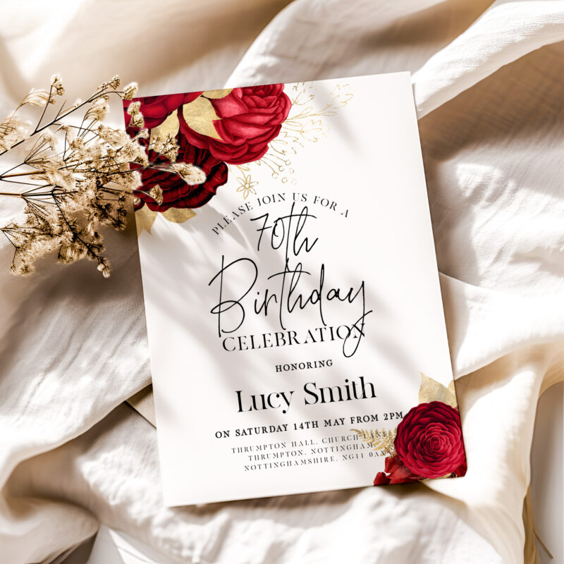 Red and Gold Birthday Invitation