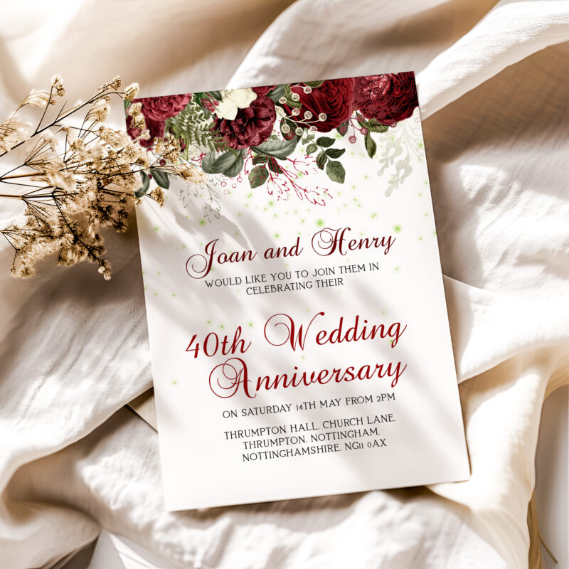 ruby wedding anniversary invitation