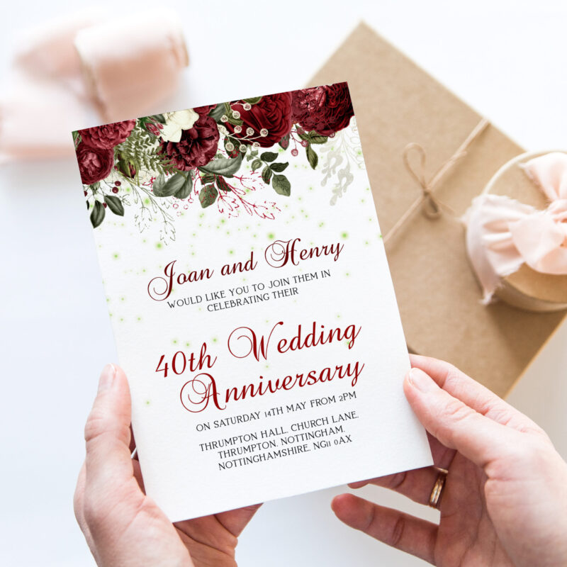 ruby wedding anniversary invitation