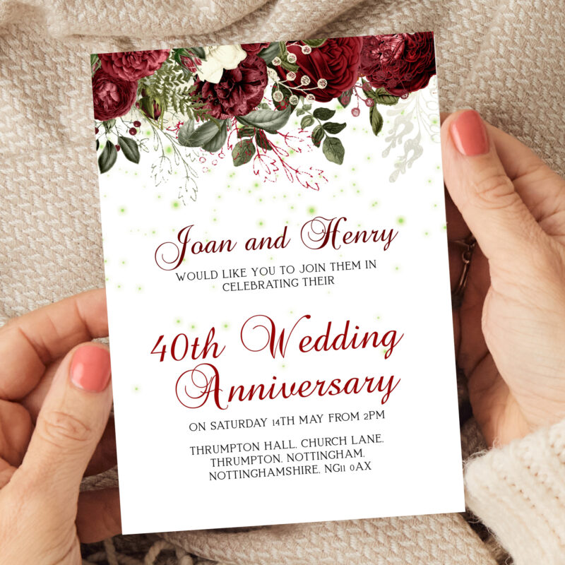 ruby wedding anniversary invitation