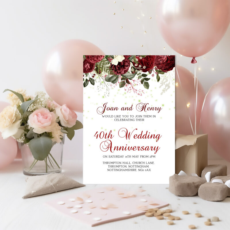 ruby wedding anniversary invitation