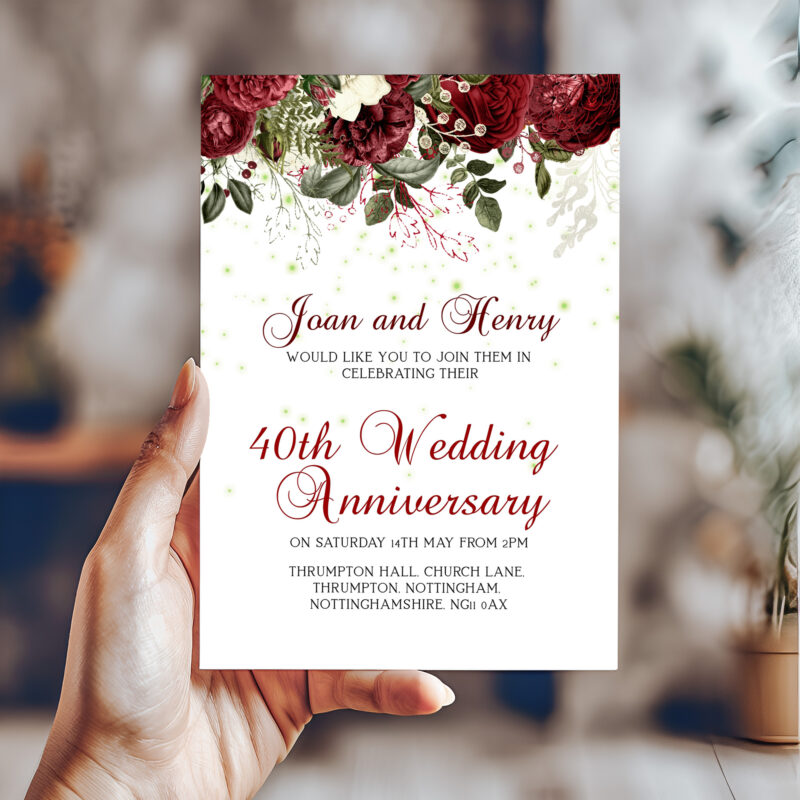 ruby wedding anniversary invitation