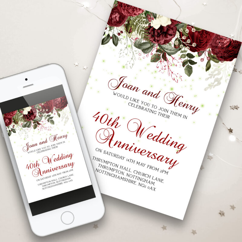 ruby wedding anniversary invitation